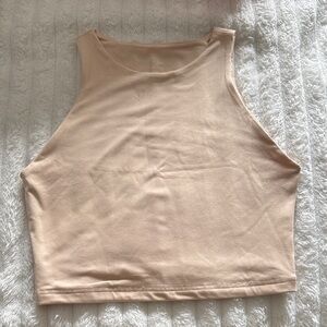 Women's Sleeveless Tan Crop Top